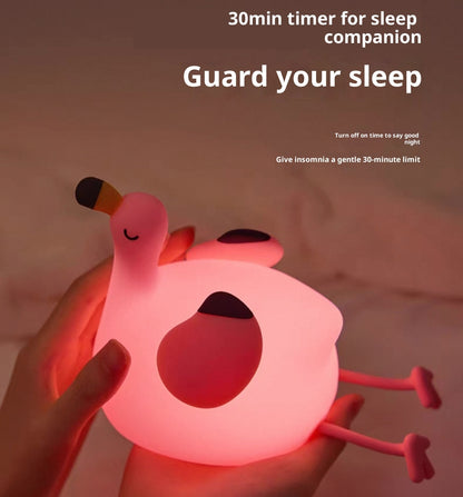 Flamingo Night Lamp - Soft Silicone LED Light | Squiloo