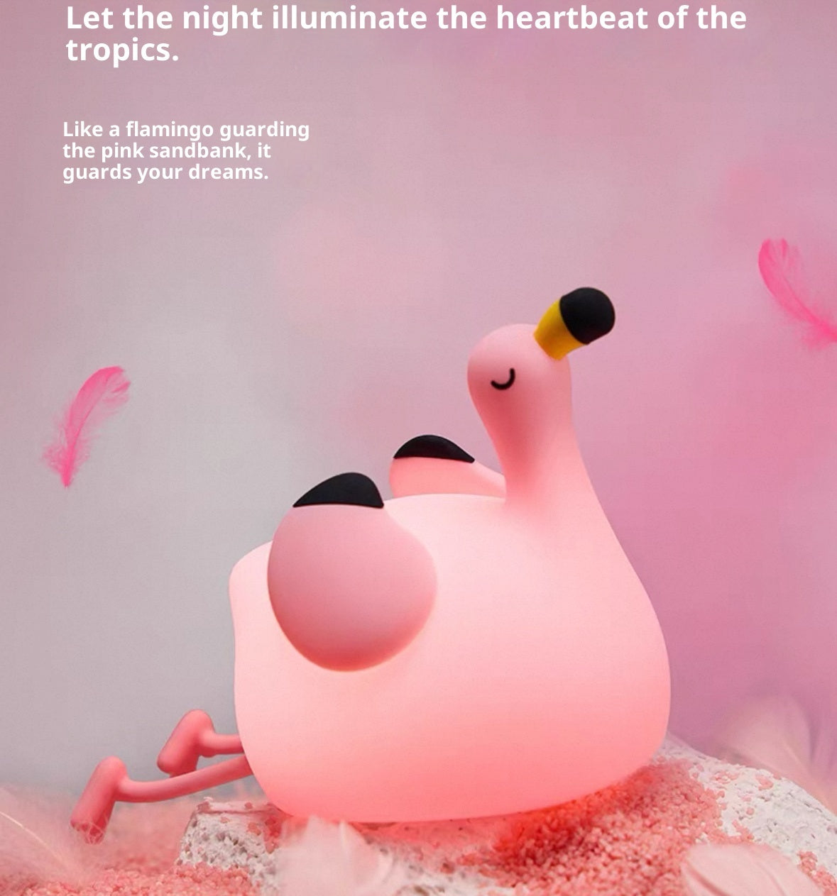 Flamingo Night Lamp - Soft Silicone LED Light | Squiloo
